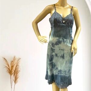 Elegant Gray early Y2K IT 36 Lace Slip vintage Dress